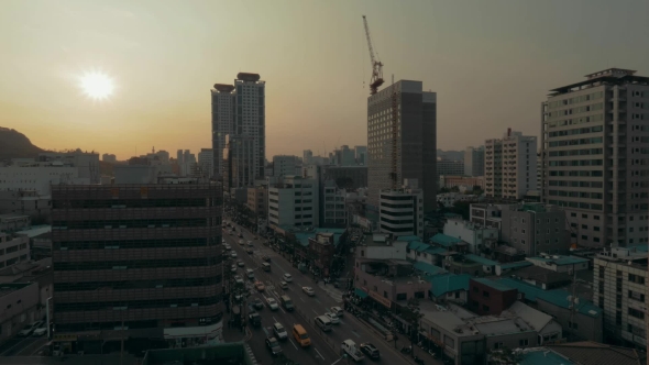 City Panorama Of Seoul In South Korea In The Evening