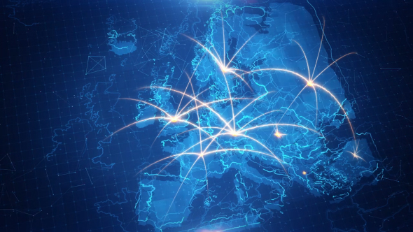 Map of The Europe With The Animated Background