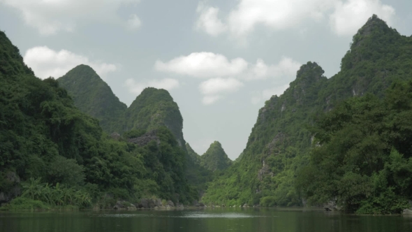 In Trang An Bai In Hanoi, Vietnam Seen Picturesque Landscape Of River