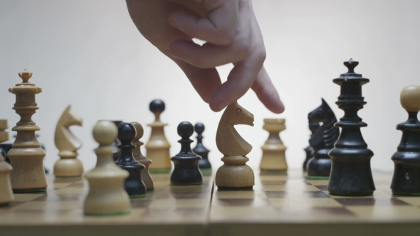 Chess Board With Classic Wood Pieces 020