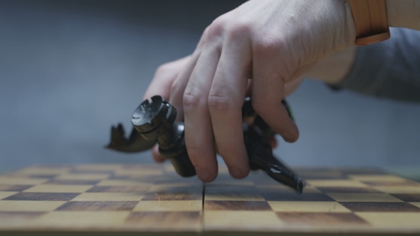 Chess Board With Classic Wood Pieces 021