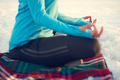 Attractive mixed race woman doing yoga in nature at winter time - PhotoDune Item for Sale