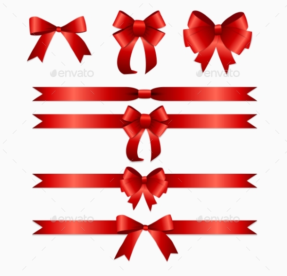 Red Ribbon and Bow Set for Birthday and Christmas