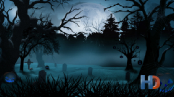 Halloween Graveyard Moon Background alt