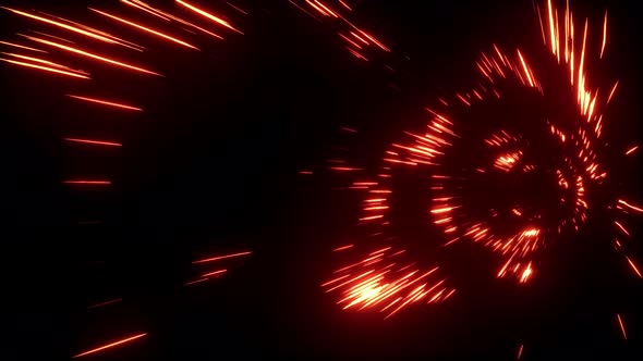 Red Streak Light Particle Tunnel 4K 02(Side View)