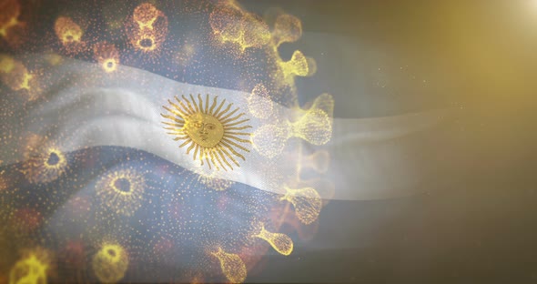 Argentina Flag With Corona Virus Bacteria 4K