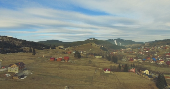 Carpathian Village In Mountains