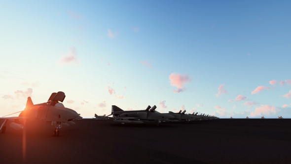 Military Airport -Jet Aircraft - Sunset