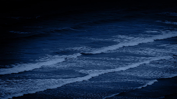 Large Ocean Waves At Night