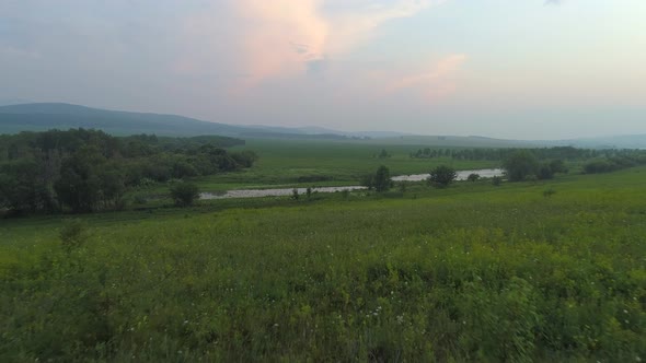 Summer Landscape on Sunset