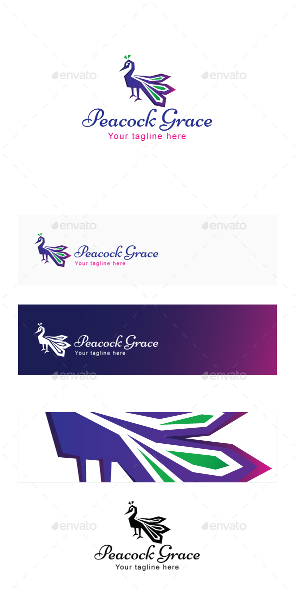 Peacock Grace - Graceful Bird Stock Logo Template