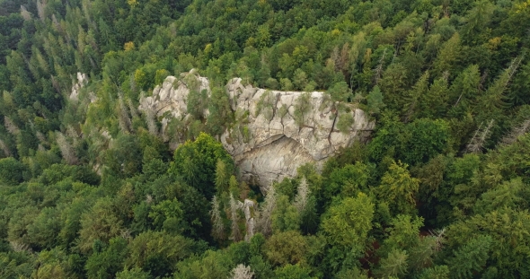 Aerial Shot Beautiful Landscape With Forest And Cliff