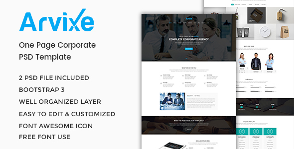 Arvixe – One Page Corporate PSD Template – 1 Sold!