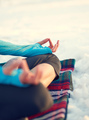 Attractive mixed race woman doing yoga in nature at winter time - PhotoDune Item for Sale