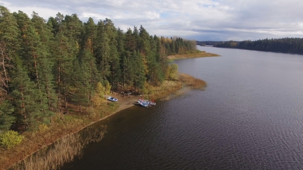 Beautiful Aerial View Of Lakes And Forests