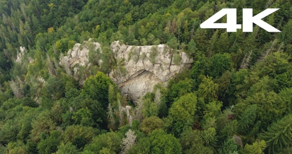 Aerial Shot Beautiful Landscape With Forest and Cliff