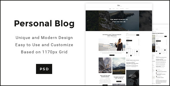 Personal Blog - Modern Minimal Personal Blog PSD