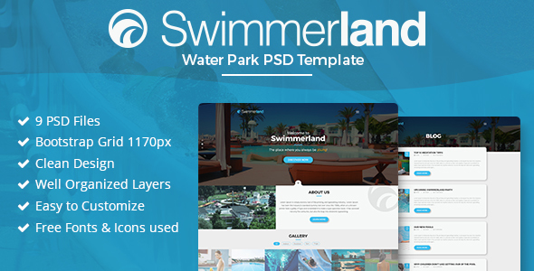 Swimmerland - Water Park PSD Template