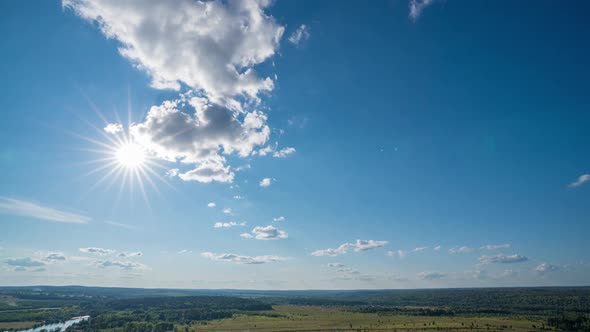 Beautiful Cloudy Landscape in Summer Time Lapse