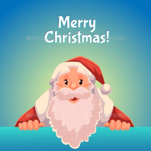 Greeting Card With Cartoon Santa Claus