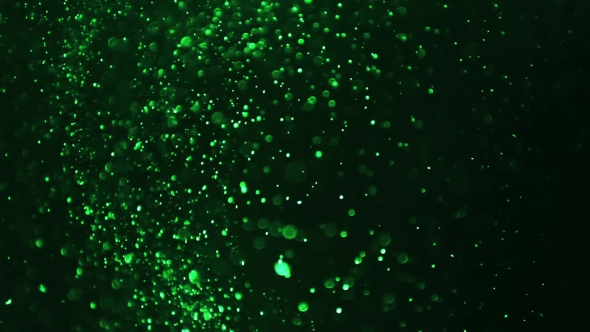 Green Particles Flying Background