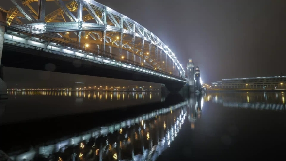 Peter The Great Or Bolsheohtinskiy Bridge In St. Petersburg