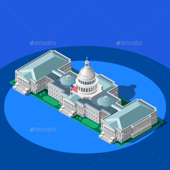 Election Infographic Capitol Dome Vector Isometric Building