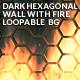 Dark Hexagonal Wall With Fire Loopable Background - VideoHive Item for Sale