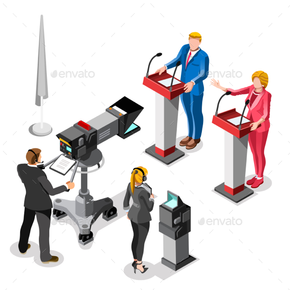Election News Infographic Live Video Vector Isometric People