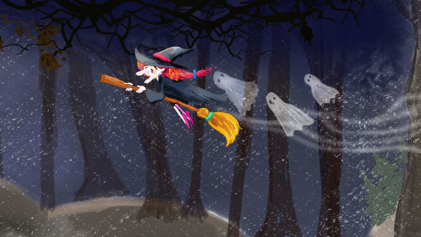 Happy Halloween - Witch Flying