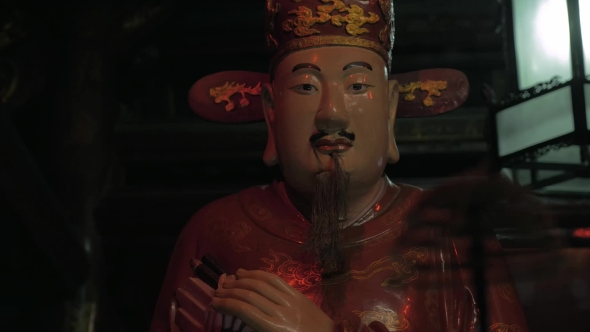 Incense And Statue Inside The Temple In Hanoi, Vietnam