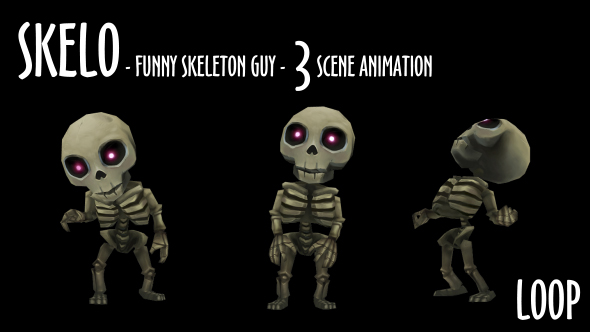Skelo - Funny Skeleton Character - 3 Scene Pack alt