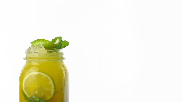 Hand Made Citrus Lemonade Rotates On a White Background