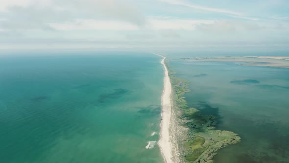 Aerial View of Waves on a Sandy Tropical Beach