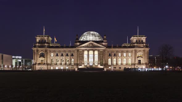 Night Time Lapse of Reichstag Building, Berlin, Germany