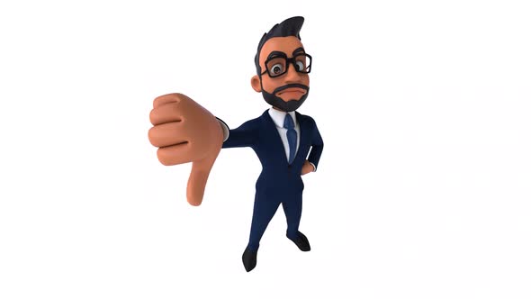 Fun 3D cartoon animation of an indian businessman with alpha