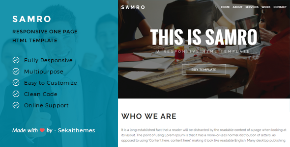 Samro - Responsive One Page HTML Template