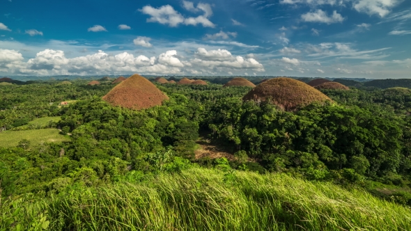 Panorama Of The Chocolate Hills in Bohol, Philippines. August 2016