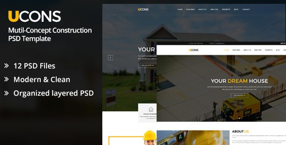 UCONS Multi Concept Construction PSD Template