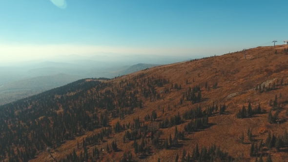 Aerial View Of a Ski Resort In The Autumn Season. Sheregesh