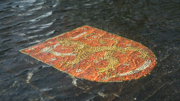 Coat Of Arms Of Finland In Water Of Fountain