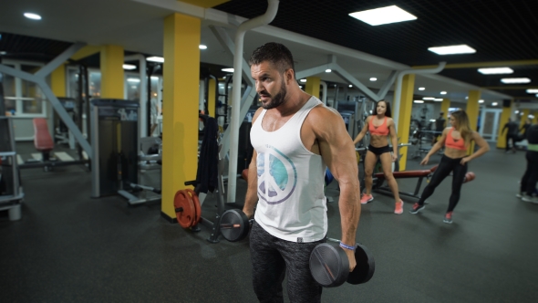 Muscular Man With Dumbbells