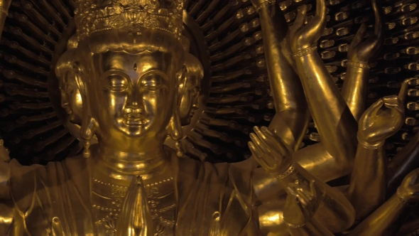 Buddhist Bronze Statue In Bai Dinh Pagoda, Vietnam