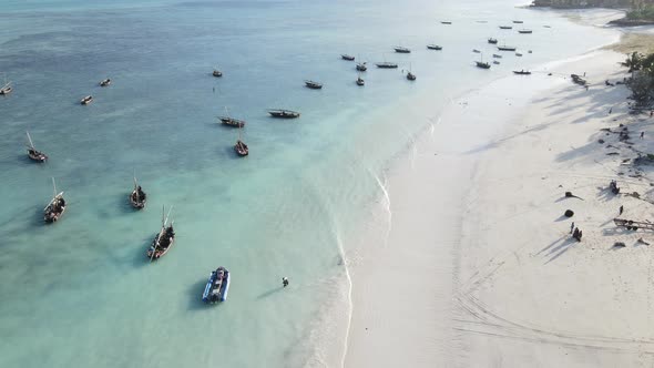 Boats in the Ocean Near the Coast of Zanzibar Tanzania Slow Motion