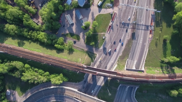 Aerial View Of a Freeway Intersection