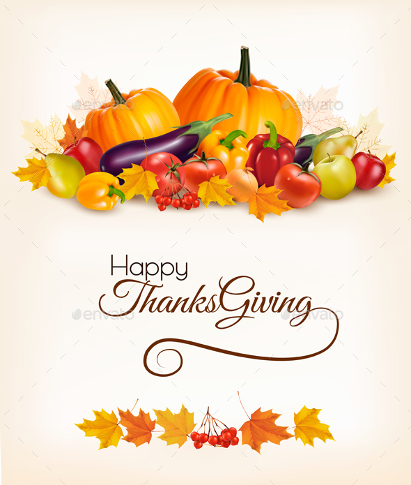 Thanksgiving Background With Fresh Vegetables Vector