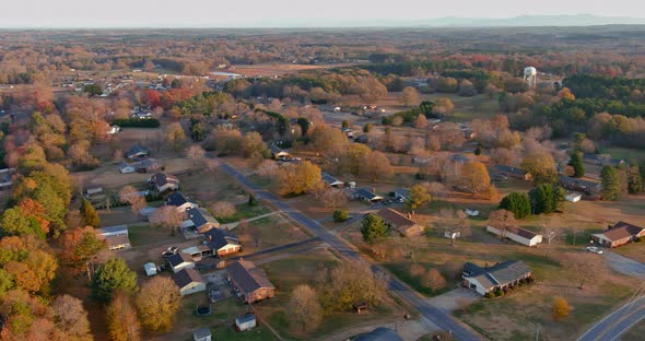 South Carolina Small Town Boiling Spring Street Overview in Fall