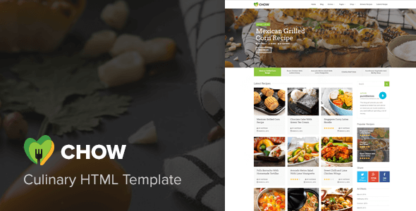 Chow - Szablon HTML Blogu z przepisami i jedzeniem