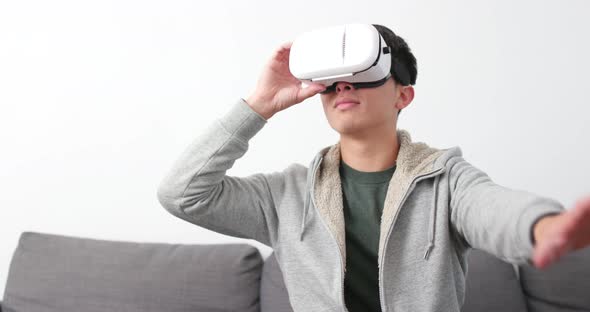 Man play with VR device