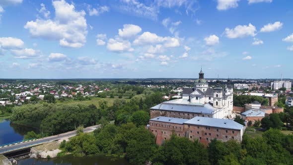 The Monastery of the Bare Carmelites in Berdichev Aerial Day Panorama View